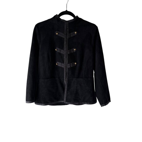 Velvet By Graham & Spencer Black Military-Style Jacket With Decorative Button A - Picture 2 of 7